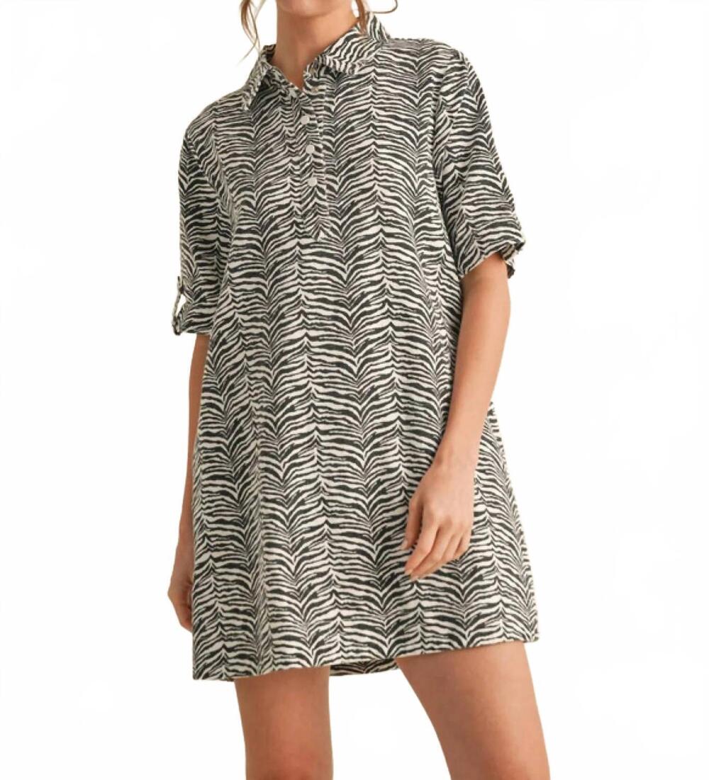 NEW JODIFL zebra print shirt dress in black / tan